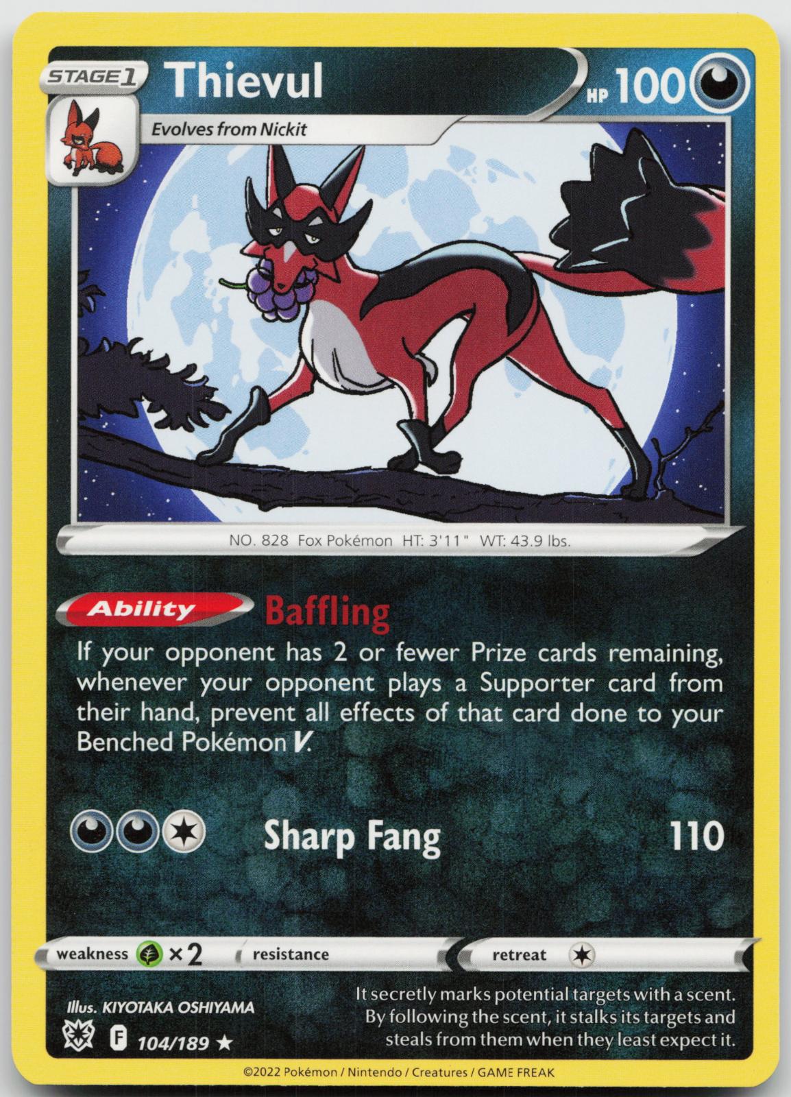 THIEVUL 104/189 RARE ASTRAL RADIANCE POKEMON NEAR MINT