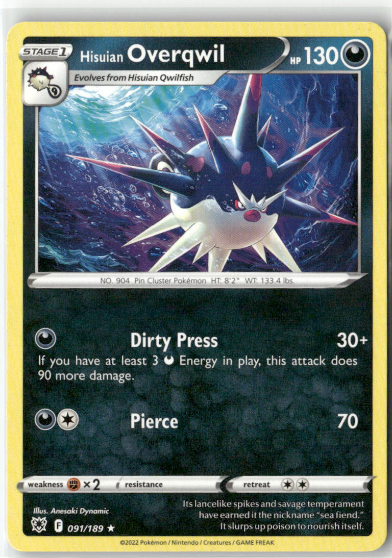 Hisuian Overqwil 091/189 Rare Astral Radiance Pokemon Moderately Played