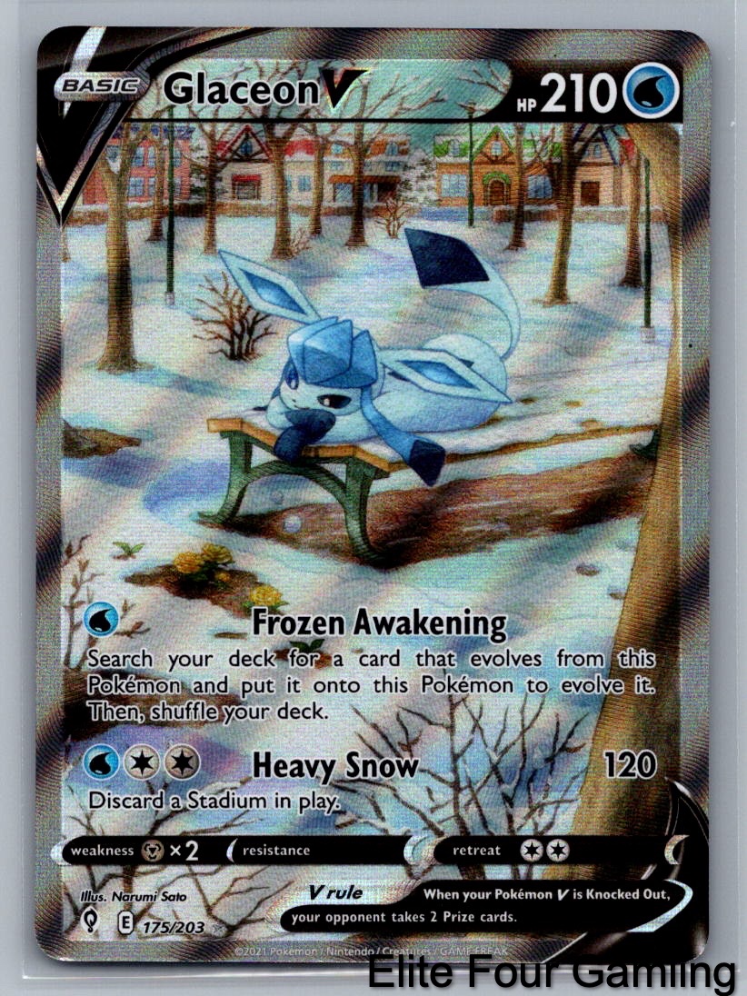 Glaceon V 175/203 Ultra Rare Evolving Skies Pokemon Holo Near Mint