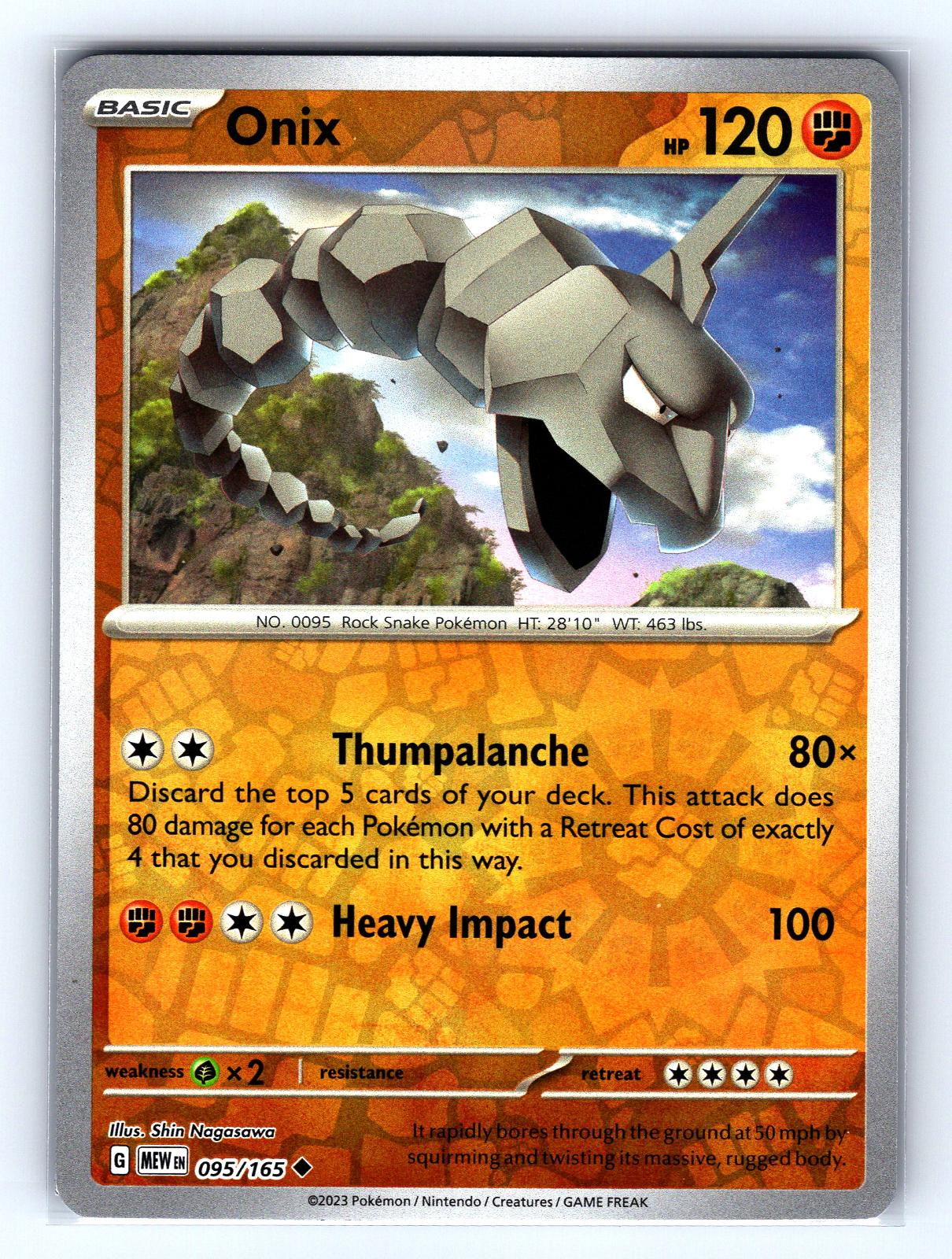 ONIX 095/165 UNCOMMON 151 Pokemon Reverse Holo Near Mint $3.07