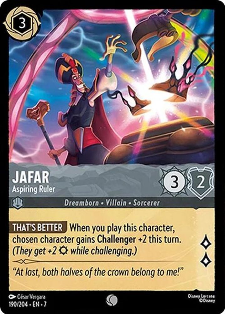 Jafar – Aspiring Ruler 190/204 Common Archazia’s Island Lorcana Near Mint