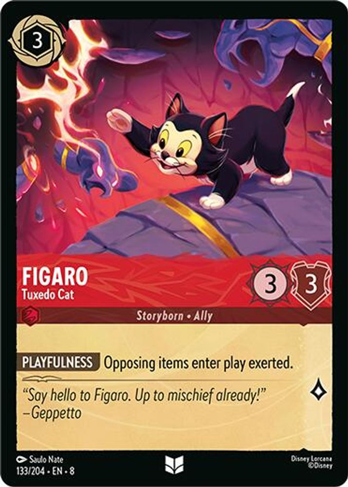 Figaro – Tuxedo Cat 133/204 Uncommon Reign of Jafar Lorcana Near Mint